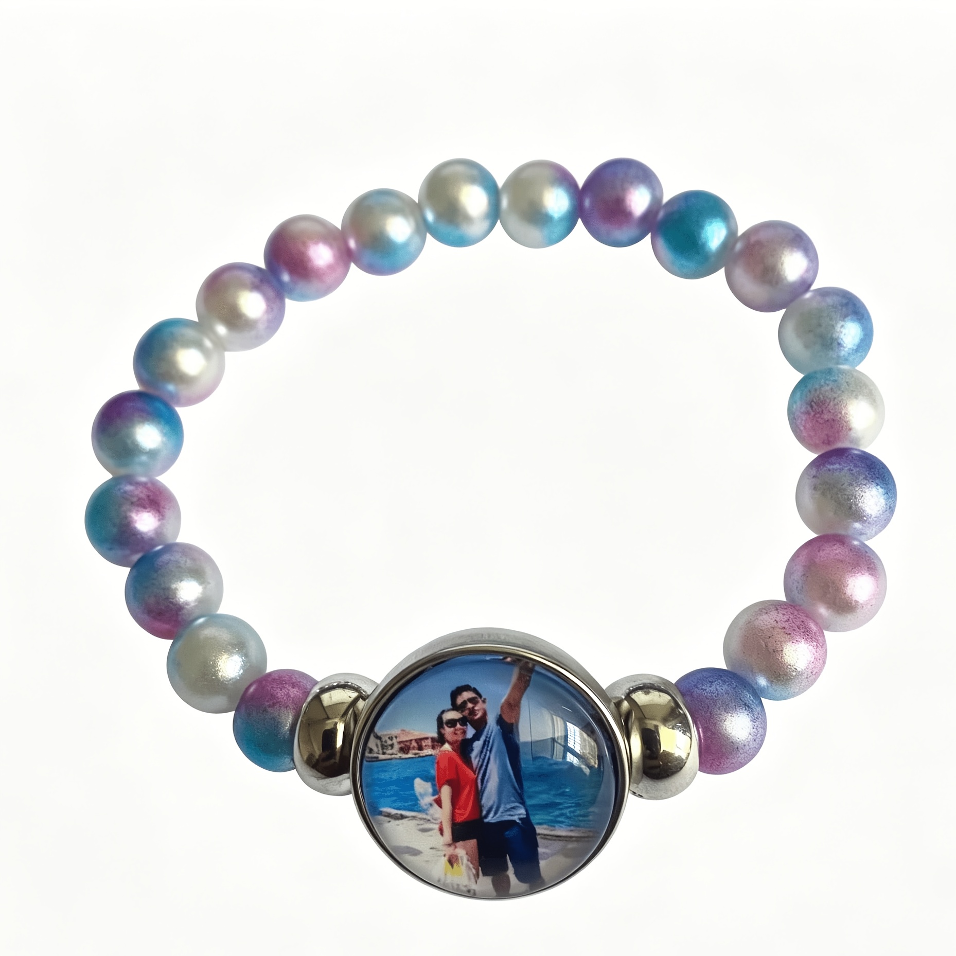 TEMU [custom] 1 Women's Fashion Custom Photo Bracelet A Stylish, Durable Bracelet Perfect For Daily Wear Or Holiday Gifting; Fully Customizable With