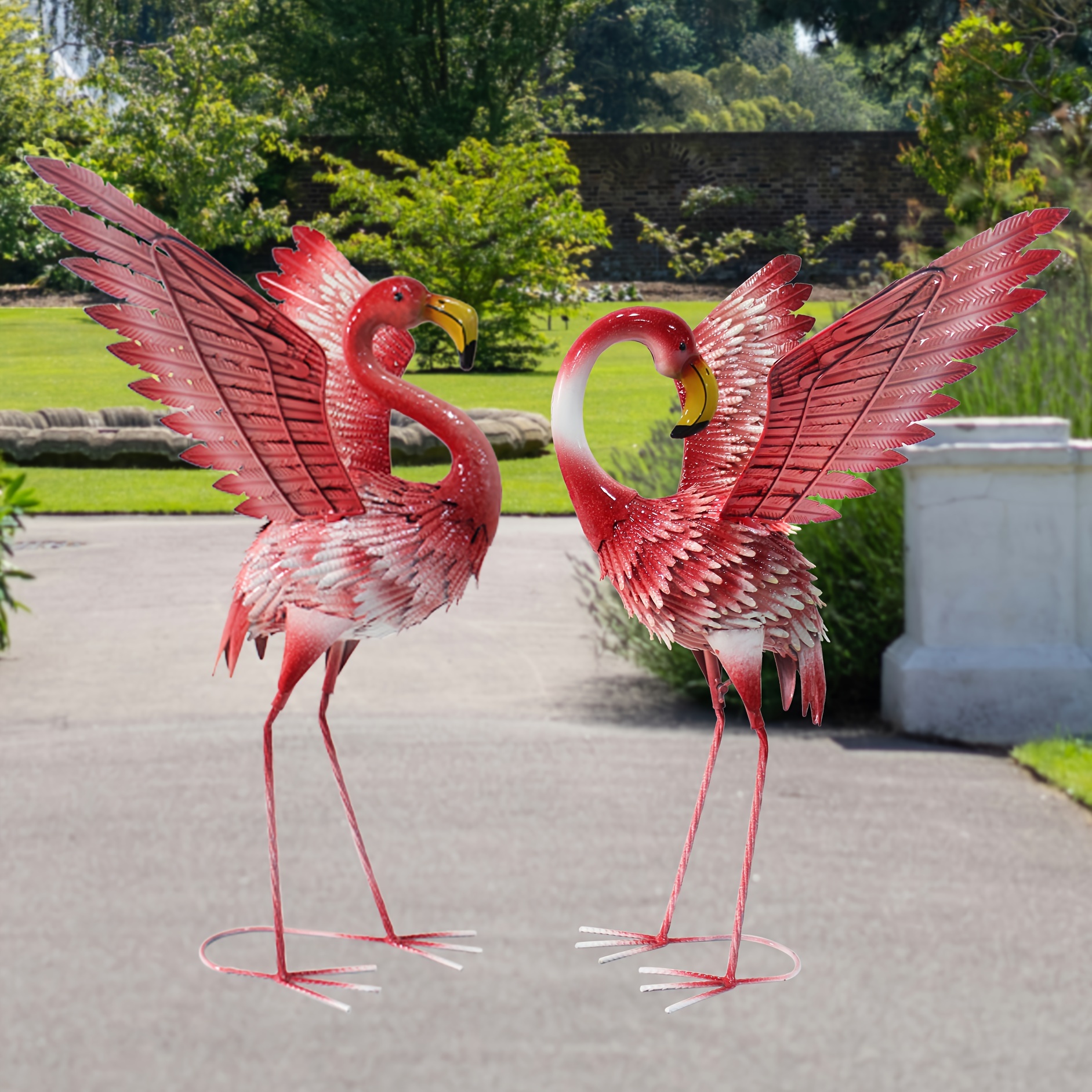 Garden Decor, Rustic Pink Metal Flamingo Yard Art Decorations retailer (1 Pair)