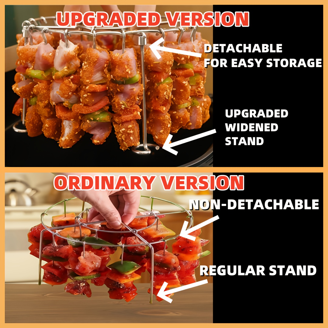 304不锈钢竖式烤架+24根串，适用于3qt-6qt空气炸锅烤箱，厨房和户外烧烤必备，均匀加热不易燃焦，适合肉类和蔬菜烧烤 商品详情 5