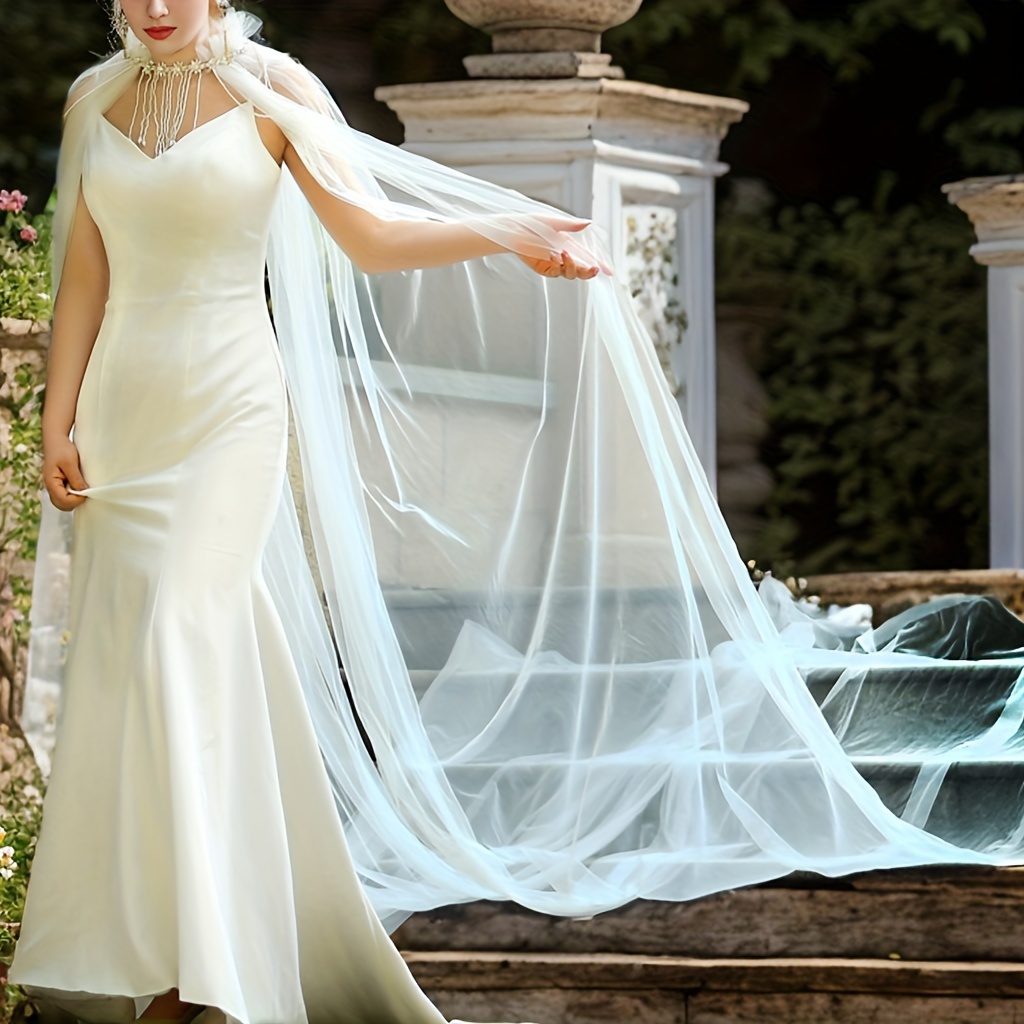 Lace Wedding Cape With Hood 2m Length Romantic Bridal Wrap Shawl ZJ025 