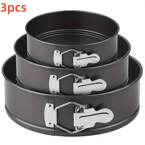 3pcs springform cake pan set carbon steel non stick baking molds 7 7 inch removable for cheesecake mousse oven dishwasher safe round pans oven accessories baking tools