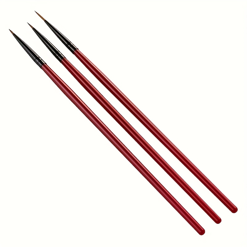 3pcs Nail Art Liner Brushes Set, Fine Detailing Drawing Pens For Acrylic Nails, Unscented Painting And Tools For Diy Manicure