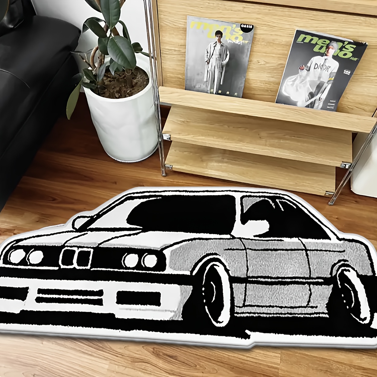 TEMU A Uniquely Shaped Carpet Designed Like A Car, Decorating Bedrooms And Living Rooms. This High-quality Plush Rug Features A Car Pattern And Is An