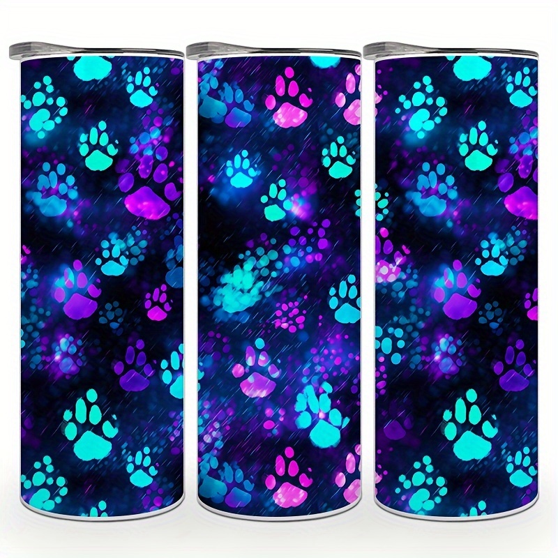 

20oz Insulated Tumbler With Vibrant Paw Print Design - Perfect For Pet Lovers And Home Office Use