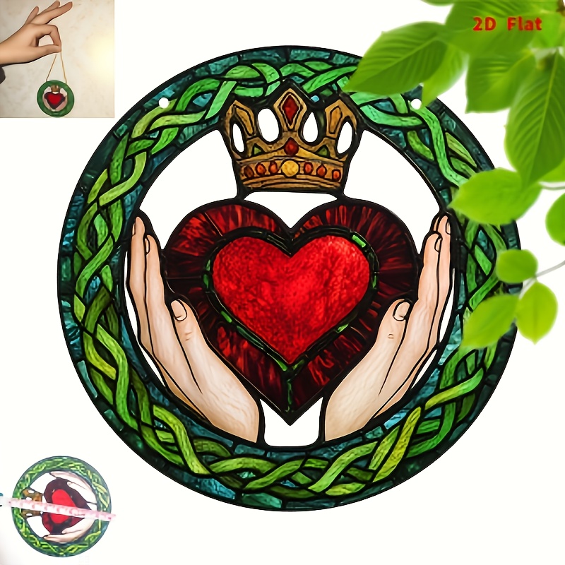 TEMU 2d Flat, 2d Flat Printed Acrylic, 1pc Of 2d Flat Sun Catcher Acrylic With Celtic , Religious Themed Home And Garden Decor, Birthday Gift -