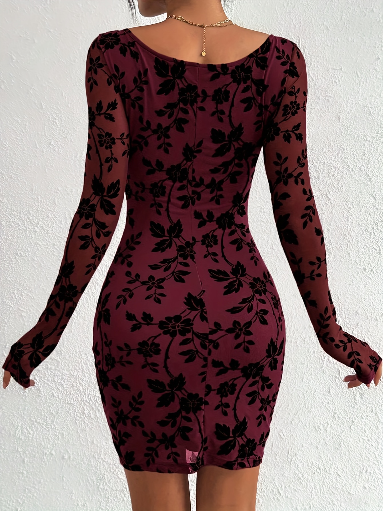 green emerald velvet dress Women's 2025 Fall Long Sleeve Bodycon Dress Mock Neck Wedding Guest Co –  Divahotcouture main image 1
