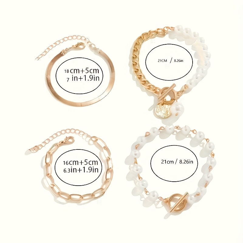 4pcs Chain Bead Bracelet Set