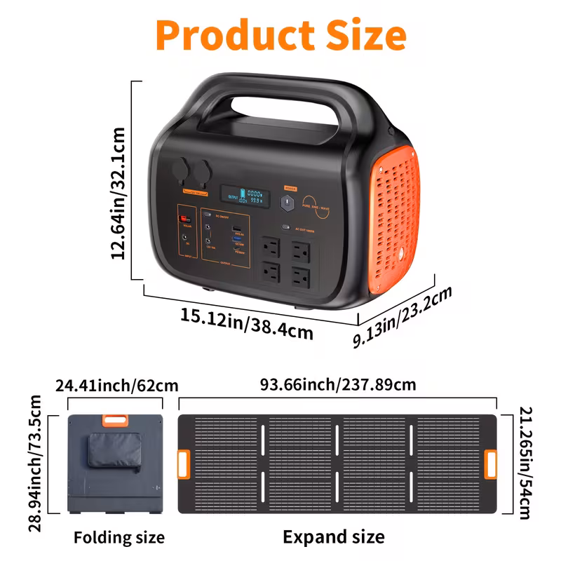 1000w portable power supply featuring a 200w solar panel 1075wh lithium battery backup 120v 1000w ac outlet solar generator ideal for home rv outdoor activities camping and emergency Product details 1