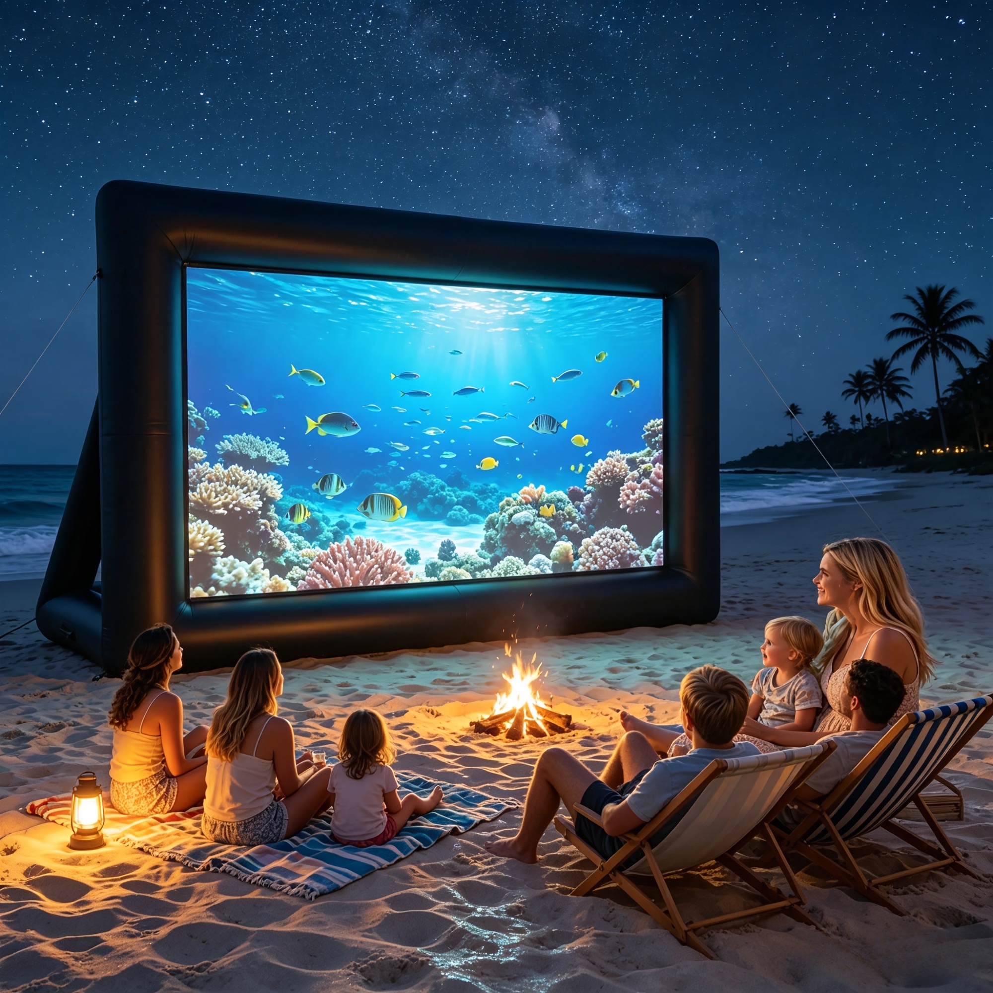 Image of 16:9 Portable Outdoor Projector Screen, 16ft Movie Screen, One-piece Design Front And Rear Projection, Perfect For Camping Trips, Pool Parties, Holiday , And Outdoor Family Entertainment