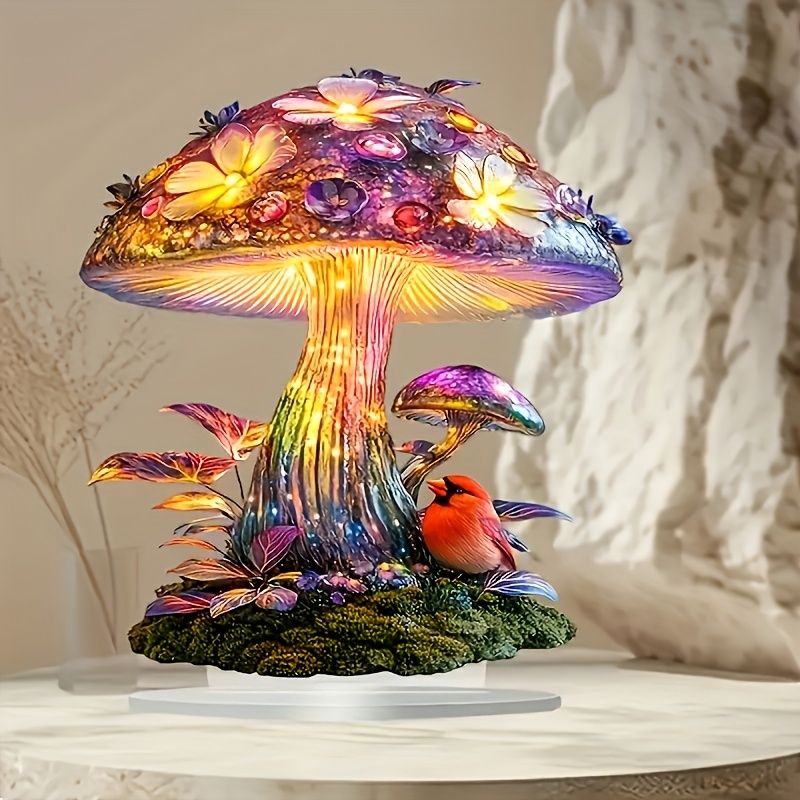 

2d Flat A 2d Acrylic Mushroom - Plant-themed Desktop Display - Multifunctional Home And Office Decor - Coffee Shop Decoration - Fairy Indoor Ornament - No Electricity Or Batteries Required.