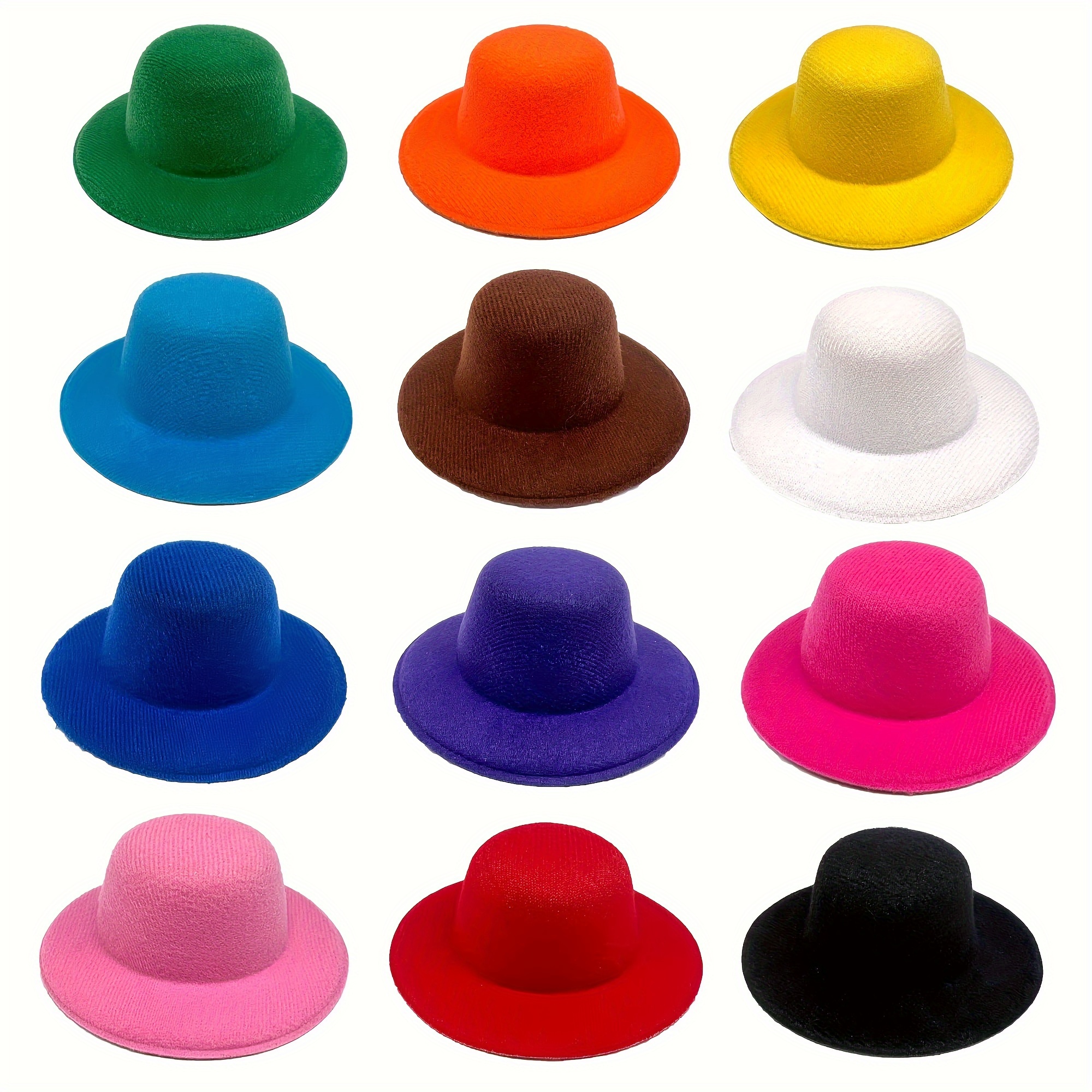 

10pcs Mini Fabric Top Hats Mixed Colors For Hair Clip Decoration