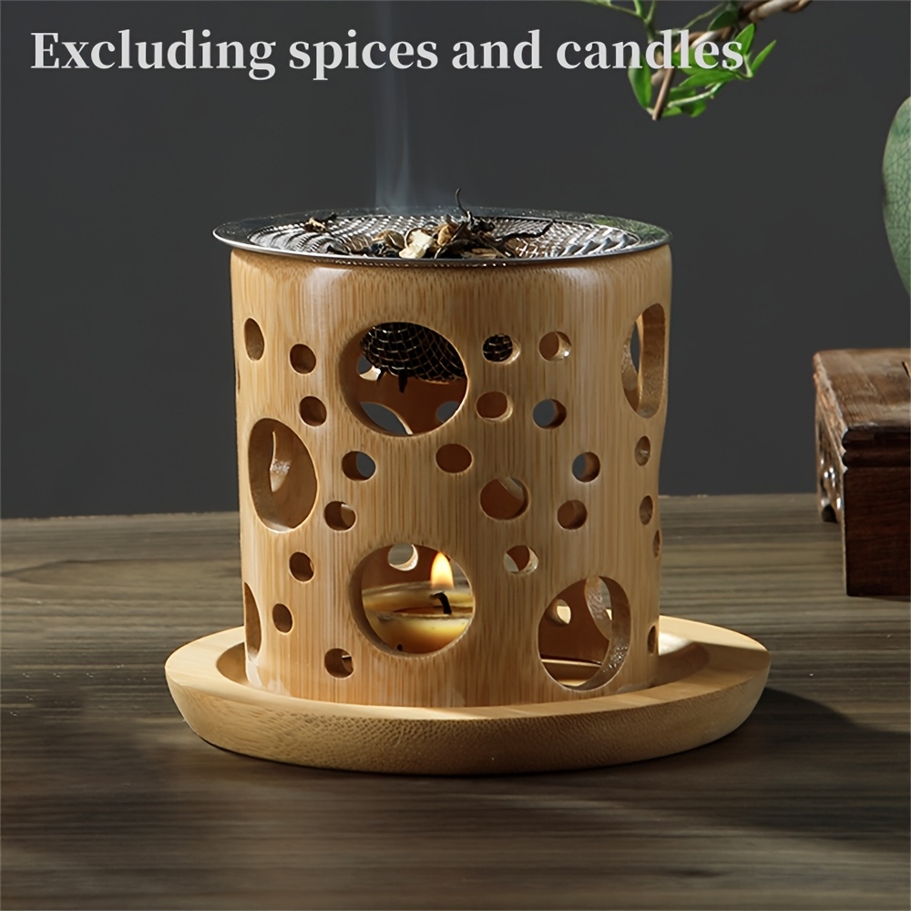 Image of Bamboo Rhythmic Incense Holder | Natural Bamboo Multifunctional Sandalwood Agarwood Tea Roaster Anti-scald Anti-crack Indoor Diffuser (slicable And Shaved Compatible With Candles Tea Ceremony Decor)