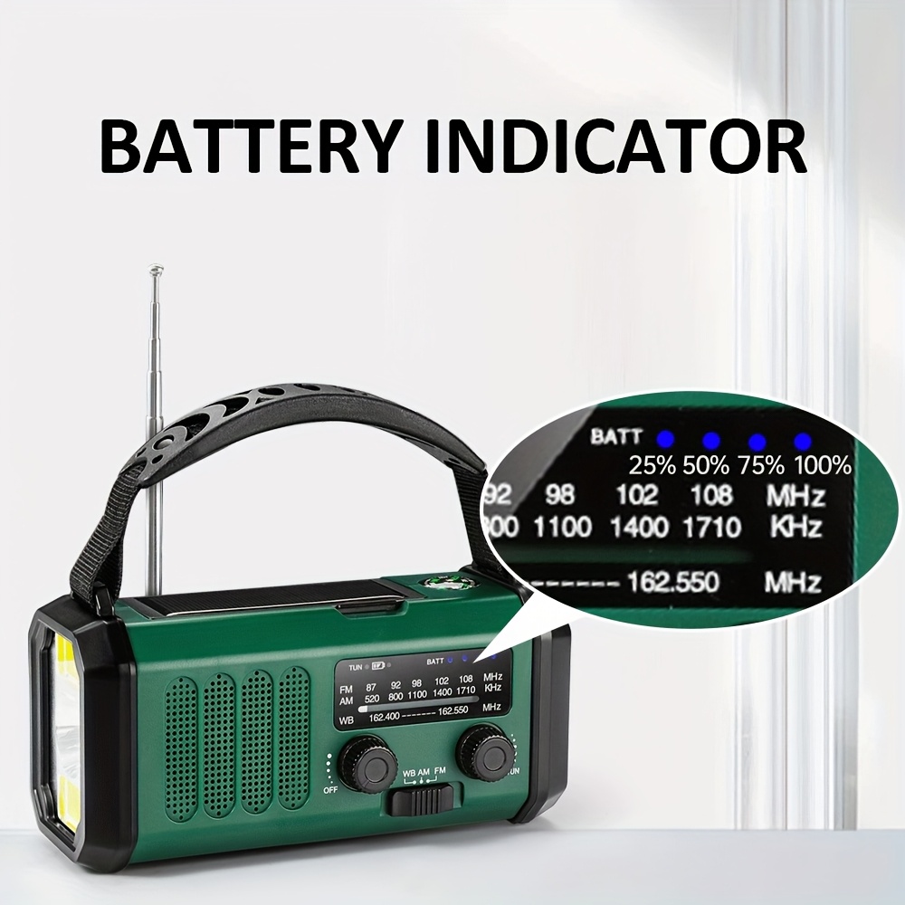 emergency radio solar hand crank powered am fm weather charging 10000mah polymer battery flashlight reading lamp sos alarm phone charger for emergencies details 5