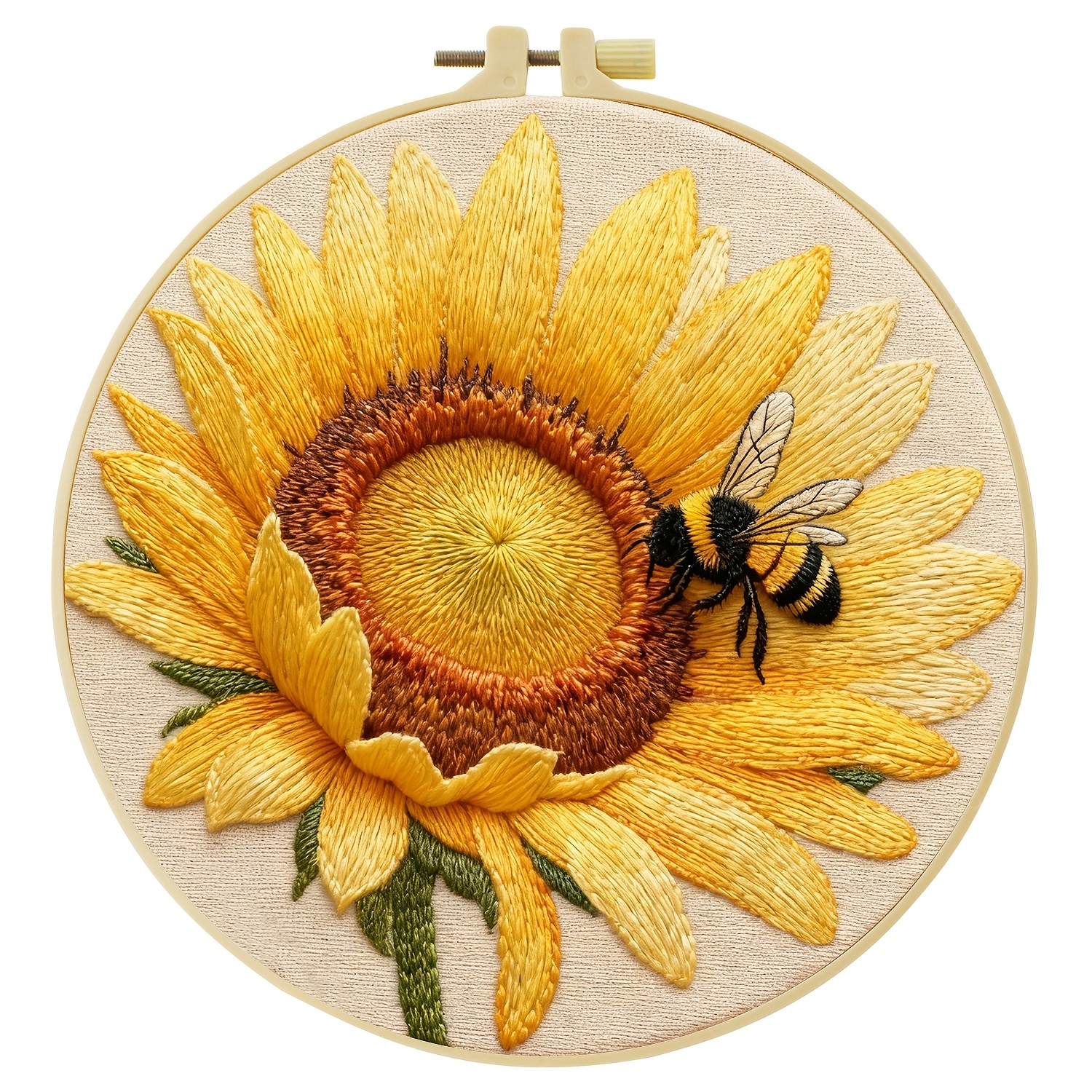 TEMU 1pc Embroidery Kit, 20x20cm/7.9x7.9inch, Sunflower, Handmade Diy Embroidery Kit, Suitable For Diy Embroidery Lovers For Adult Beginners,