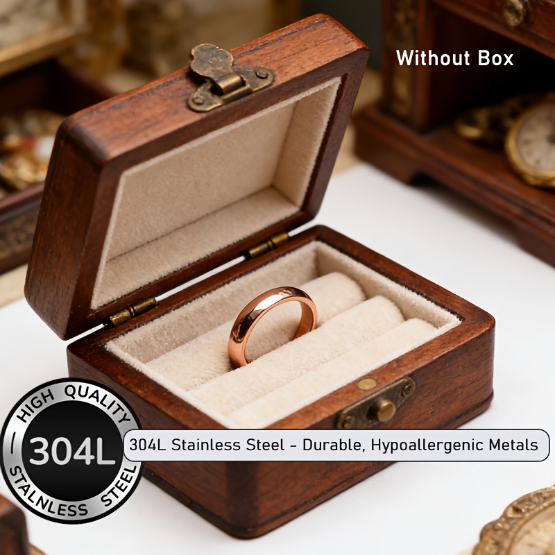 Elegant Rose Golden Stainless Steel Ring for Women