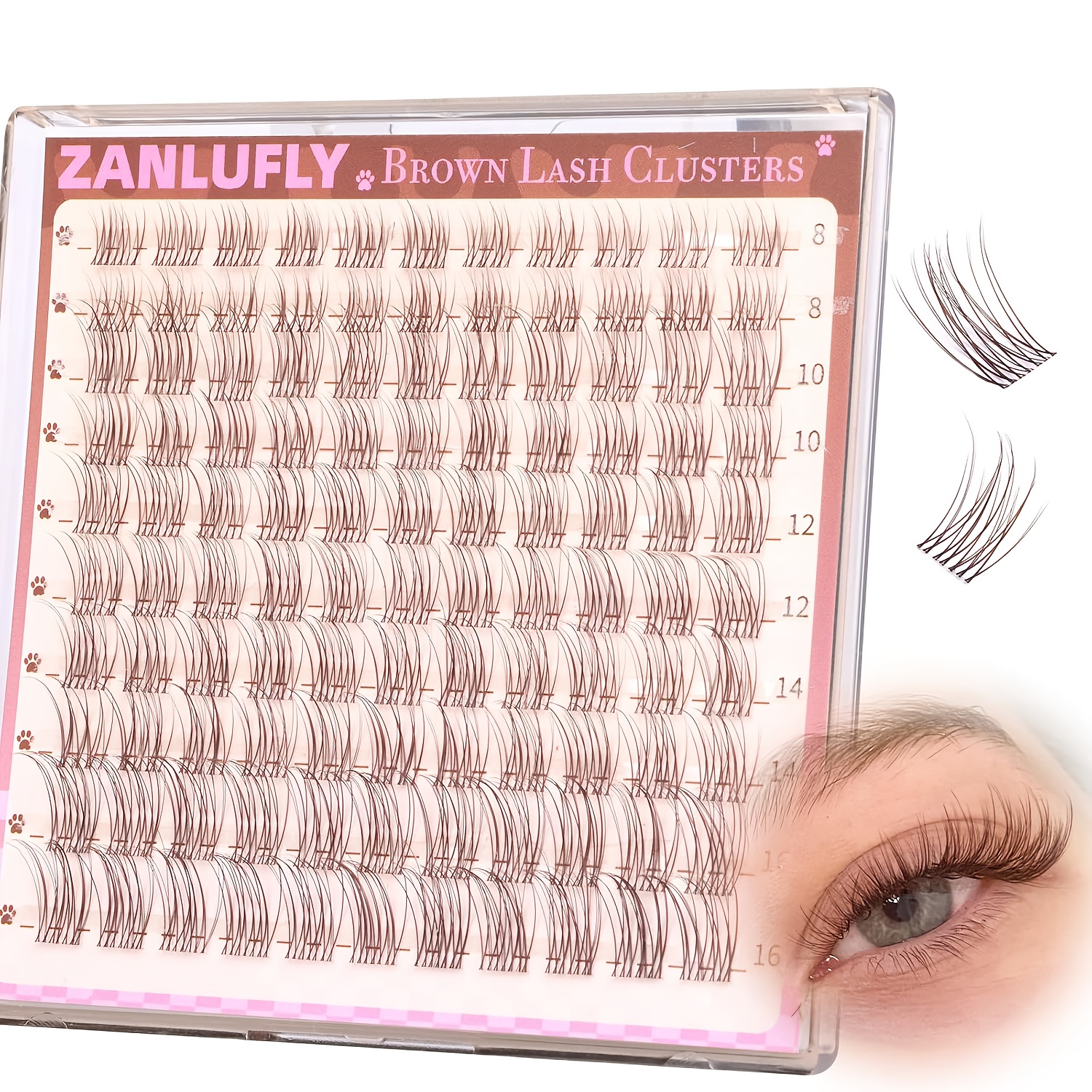 Brown Eyelash Extension Lightweight Lash Clusters Thick Natural Lash Extension 8-16mm Mixed Individual Lashes For Home 110pcs