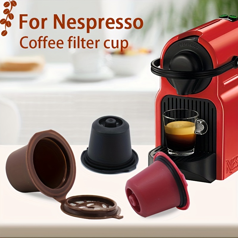  Cápsulas de café reutilizables recargables de acero inoxidable,  filtros compatibles con máquinas Nespresso Original Line con sellos de  papel de aluminio, tapas adhesivas (2 tazas + 100 tapas) : Hogar y Cocina