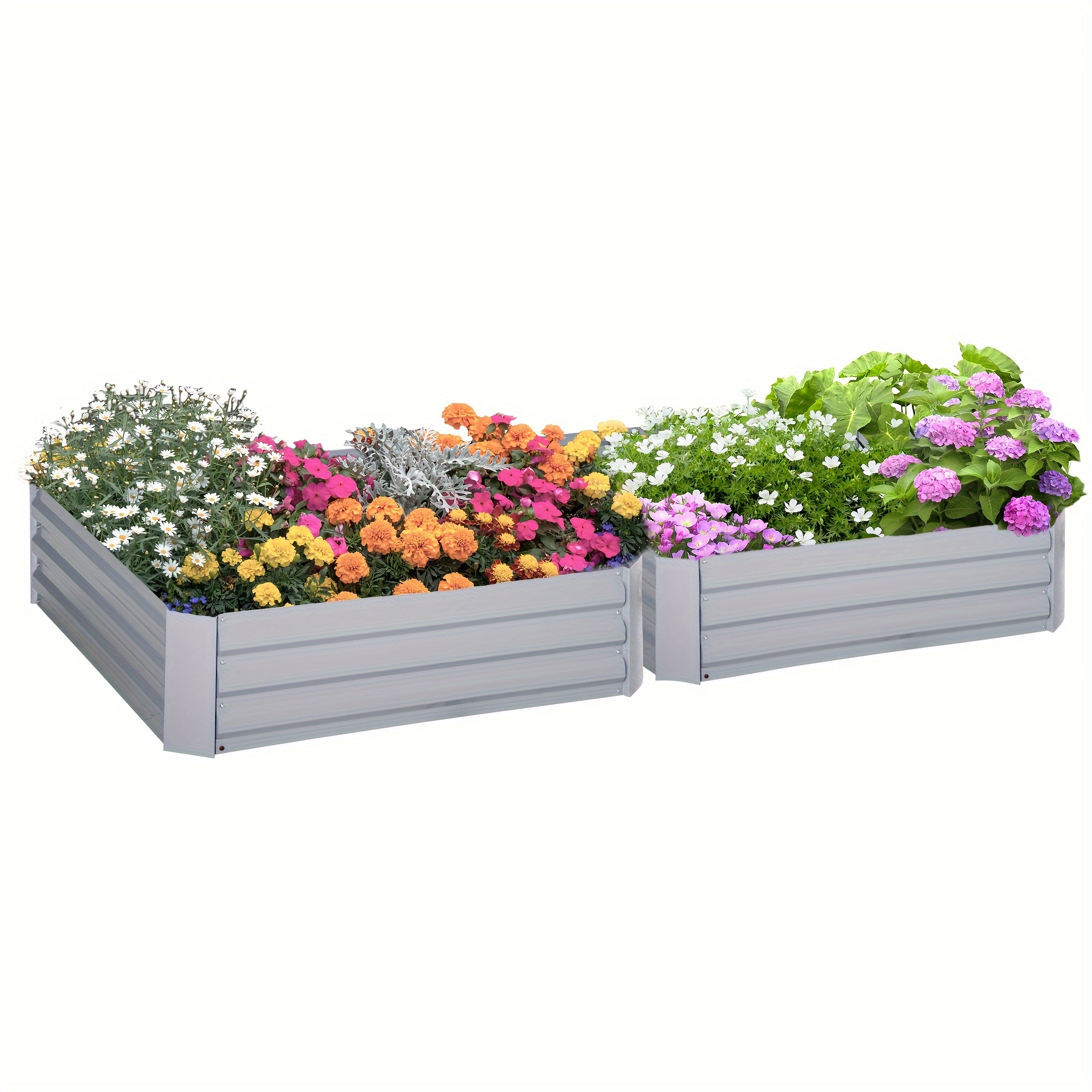 

Outsunny 2 Piece Galvanized Raised Garden Bed, 3.3' X 3.3' X 1' Metal Planter Box, For Growing Vegetables, Flowers, Herbs, Succulents