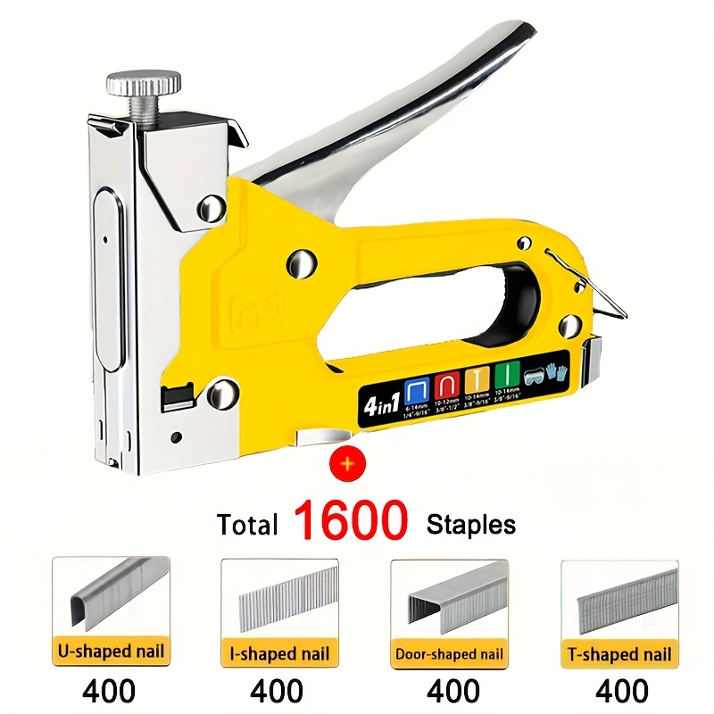Image of Manual Stapler Set - 4-in-1 Stapler For Wood, Fabric, Furniture, Roofing Felt - Staple Gun, 1600 Nails And 800 Nails Set