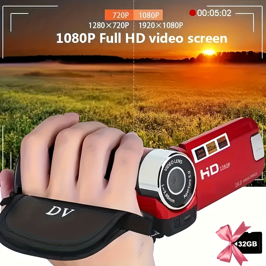 

16x Digital Camera With 32g Card 270° Rotating Led Flip Screen Camcorder - 1080p, 2.4-inch Screen Display, Camera, Portable And For Home, Outdoor, And Students - Perfect Camera & Camcorder Combo