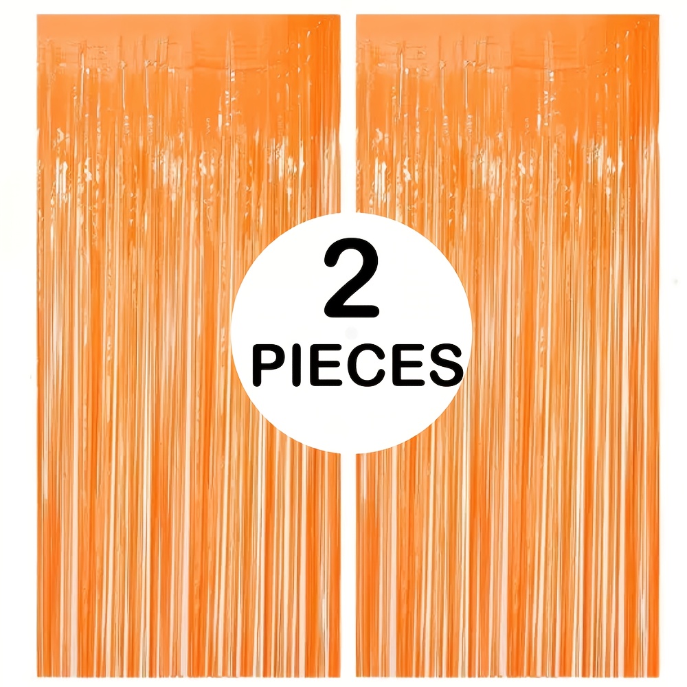 2pcs Orange Streamer Backdrop, 39.37 * 78.74 Inches Tassel Garland Backdrops, For Halloween, Holiday, Wedding, Birthday Party Decorations, Party Background Tassel, Party Decorations Supplies