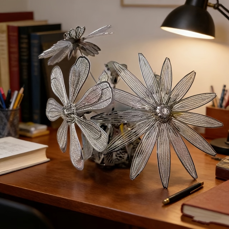 Glue-Free DIY Metal Puzzle Assembly Toy Flower Model