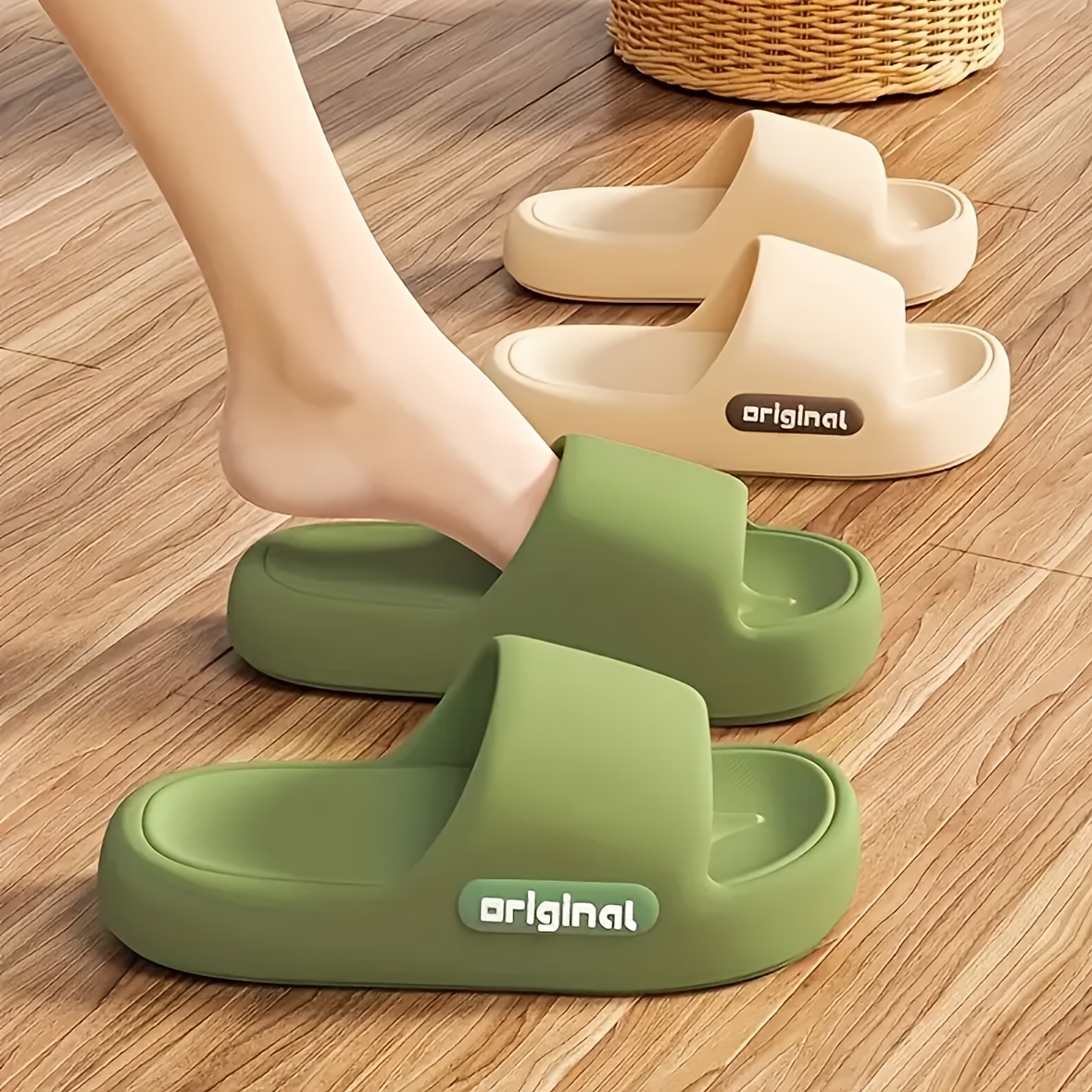 of Lightweight EVA Slides for Women - Summer Home & Couple Use, Non-Slip, Odor-Resistant, Open-Toe Design, Flat Heel, Soft Cushioned Insole, Durable Sole, Easy to Clean, Casual Home Slippers|Open Toe Slippers|Eva Upper Material