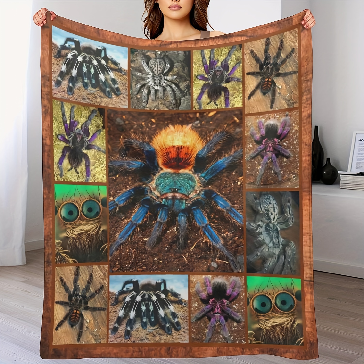 

1pc Digital Printing 3d Stereoscopic Simulation Hd Spider Cover Blanket Multi- Blanket