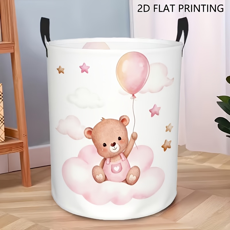 TEMU 1 panier à aquarelle avec motif d' et ballon pastel, panier de rangement pliable nuage de tonalité douce, paniers à linge