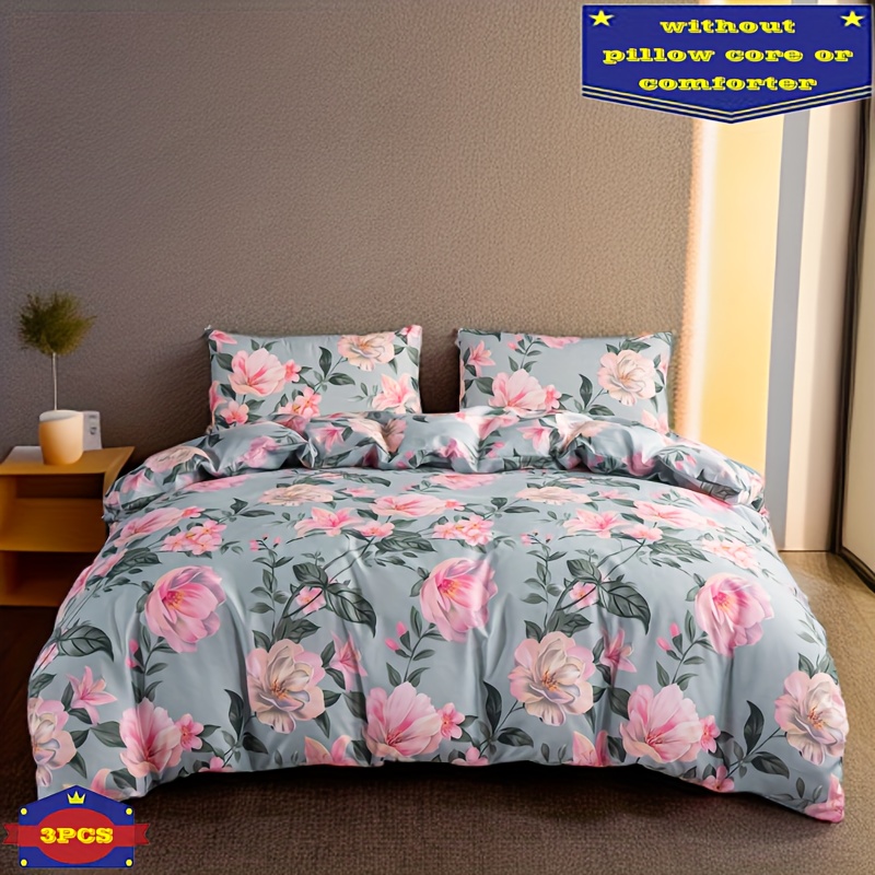 

3pcs Print Duvet Cover Set, Soft Comfortable Breathable Bedding, Polyester , Flat Print, No Insert, Machine Washable, Includes 1 Duvet Cover + 2 Pillowcases, For Bedroom, , Dorm, Seasonal Use