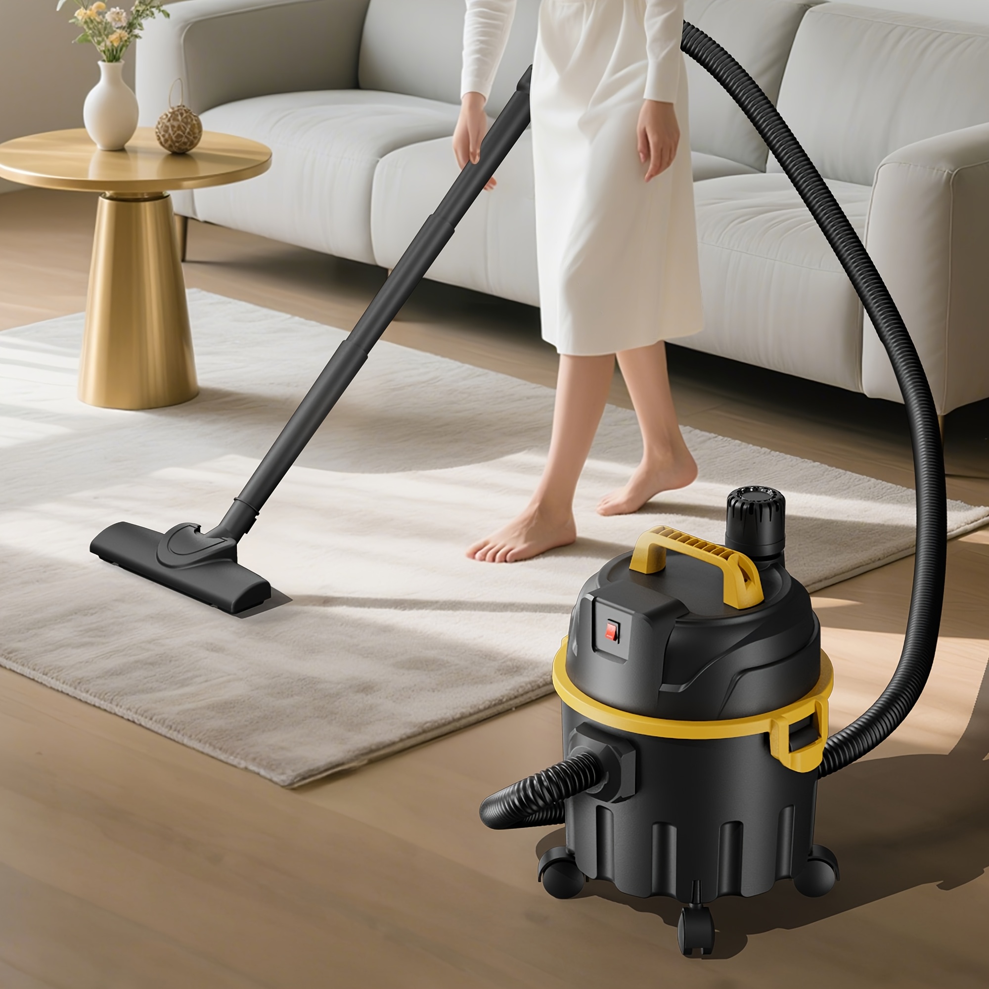 TEMU 800w 15l (4 Gallon) 4.5 Wet/dry Vacuum Cleaner With Blower Function - Versatile Shop Vacuum With Additions And Storage, Perfect For Home, Car, Pet Hair, And Workshop Cleaning - Yellow