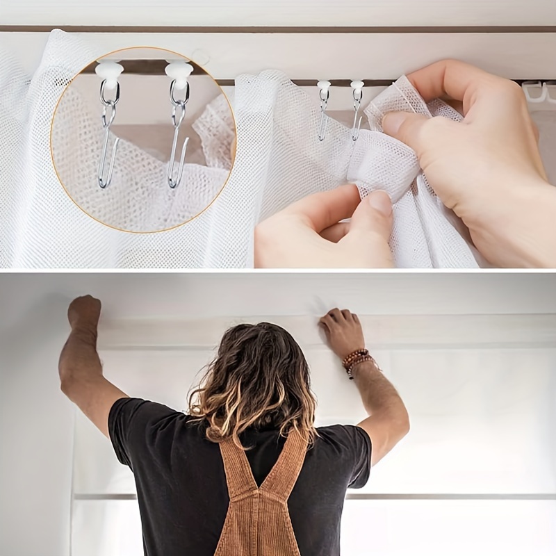 TENDAGGIMANIA Crochets Pour Rideaux Kit De Glissières Coulissantes 25 Pièces En PVC Pour Rail Coulissant, Sortie En Aluminium