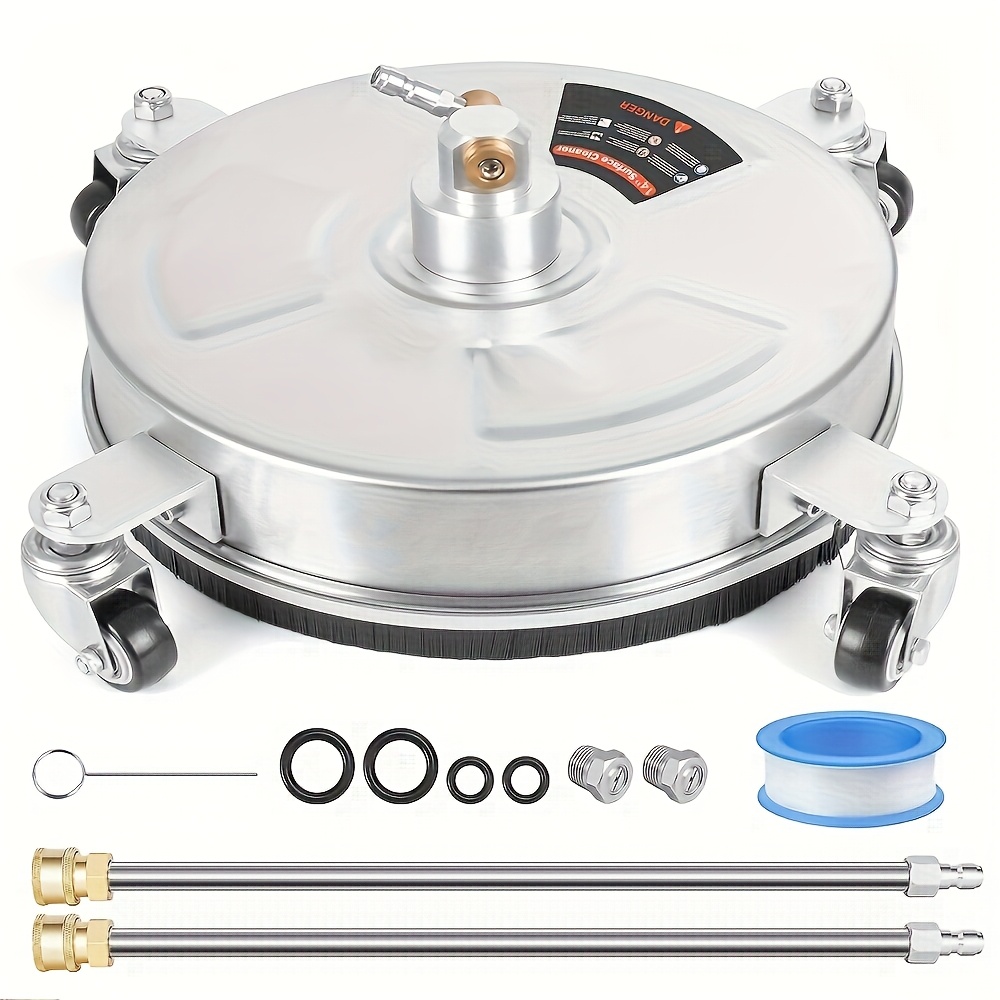 E-shop Hochdruckreiniger für Oberflächen, 14-Zoll Edelstahl-Waschplatte, 1/4-Zoll Schnellanschluss, 4000psi, mit 2 Verlängerungsstangen, 2