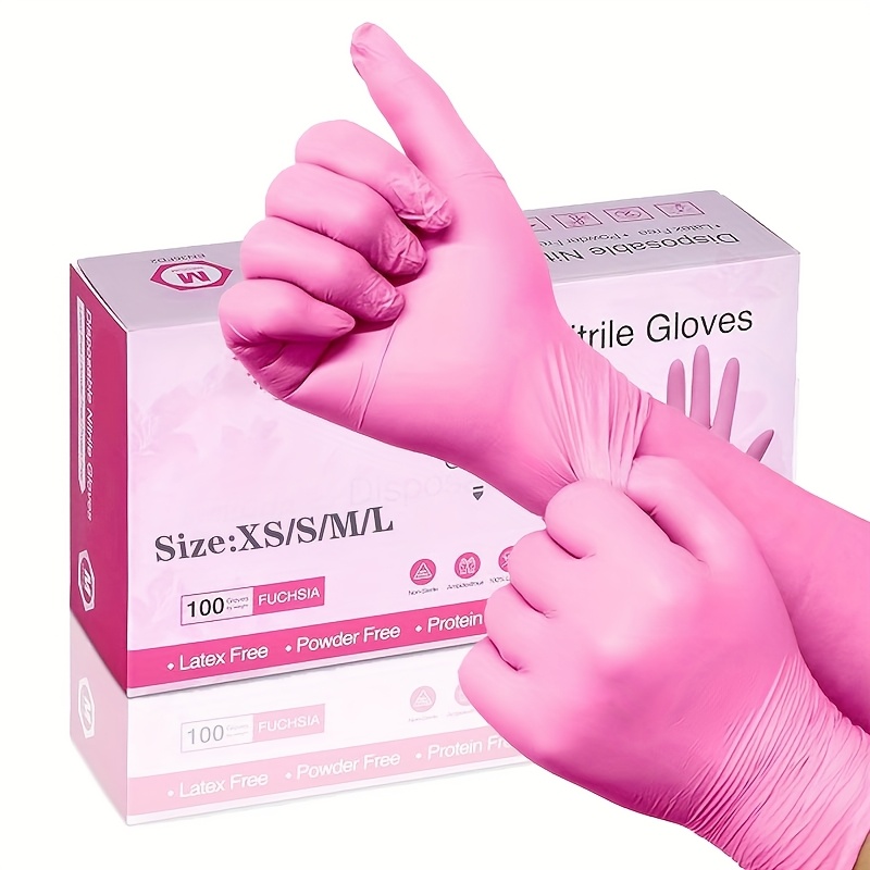 20 26 50 100pcsdisposable rose   gloves latex free powder free 4 5 mil suitable for home cleaning kitchen cleaning painting and outdoor travel small tools