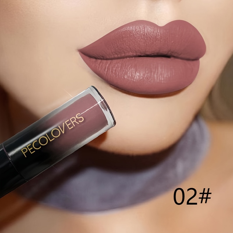 1pc Matte Velvet Brown Saturated Lip Gloss Long-lasting, , Moisturizing Liquid Lipstick With - Suitable For All Light Beiges