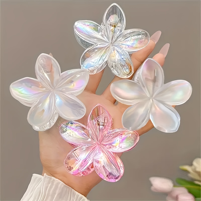 4pcs Summer Super Colorful Flower Grab Clip High-end Hair Clip