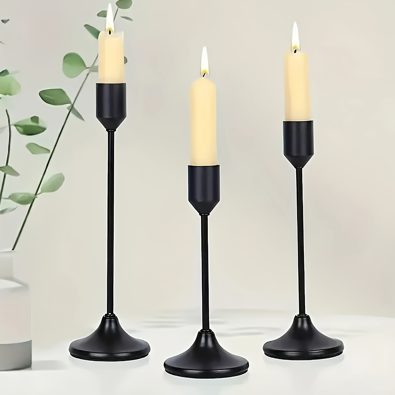 E-shop 3er/6er Set Schwarze Kerzenhalter, Elegantes Metall-Kerzenhalter-Set mit Gold- Roségold-Finish, Vielseitige Tischdekoration für Feiertage – für