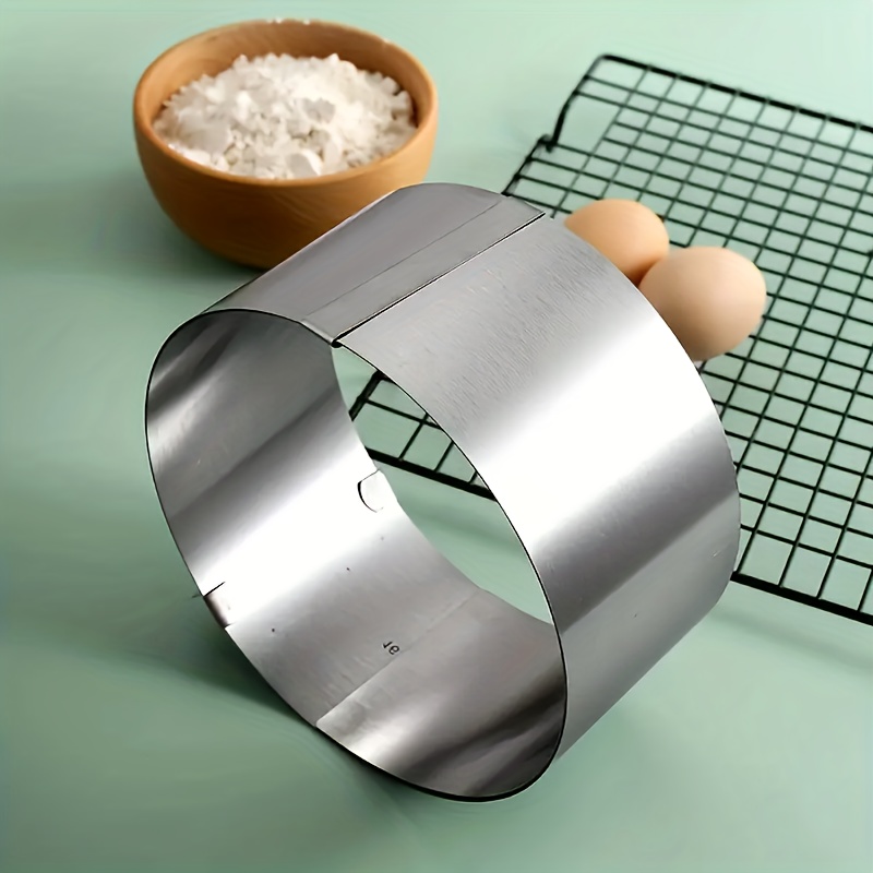 TEMU Adjustable Stainless Steel Cake Ring, High Temperature Resistant Cake Baking Pan - Adjustable Diameter 6.29 Inches - Inches Cm, Cake Mold With
