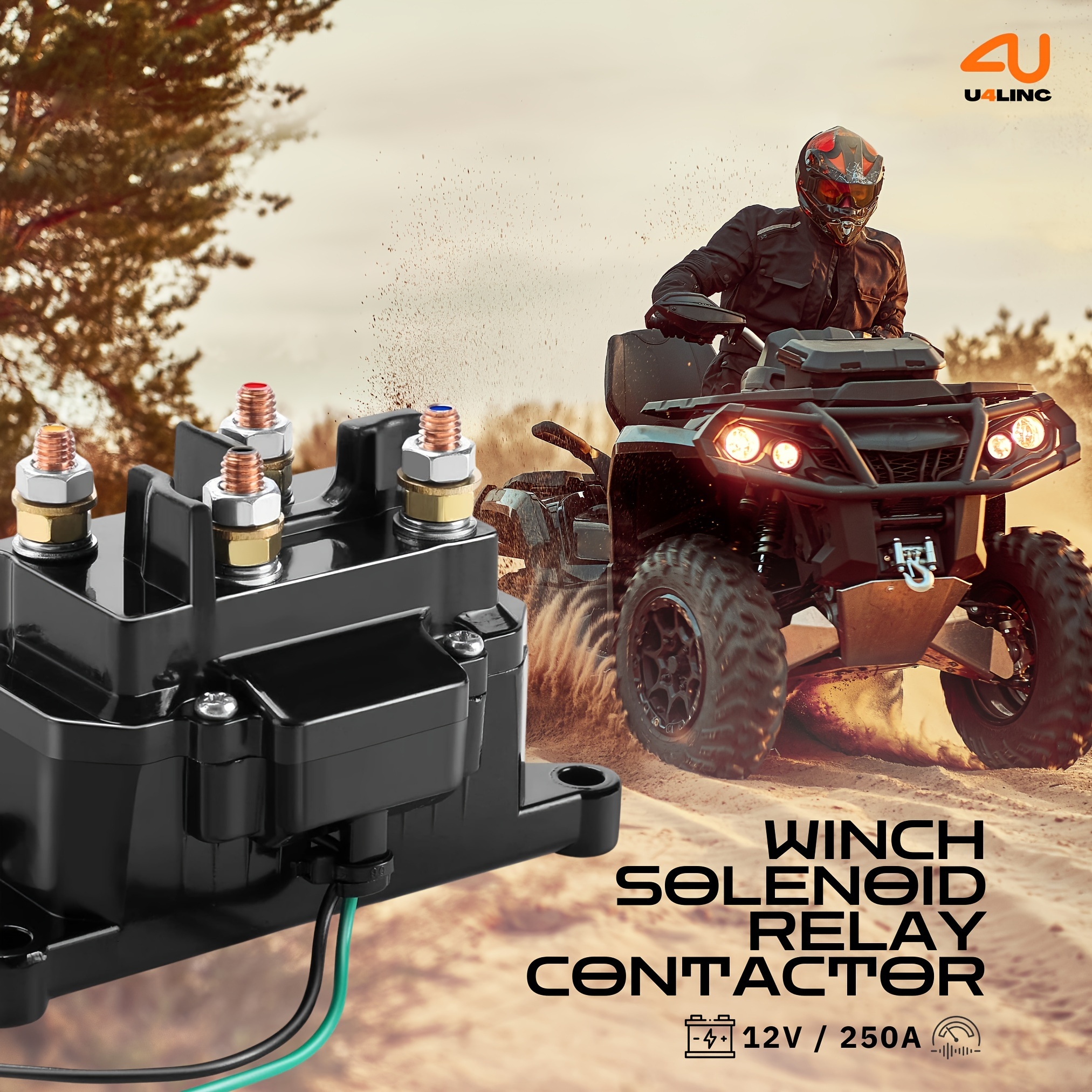 Winch Solenoid Relay Contactor 12V 250A Rocker Switch Thumb 1500-5000lbs Winch With 6 Protecting Caps | Fit For ATV UTV Boat 4x4 Vehicles | Winch