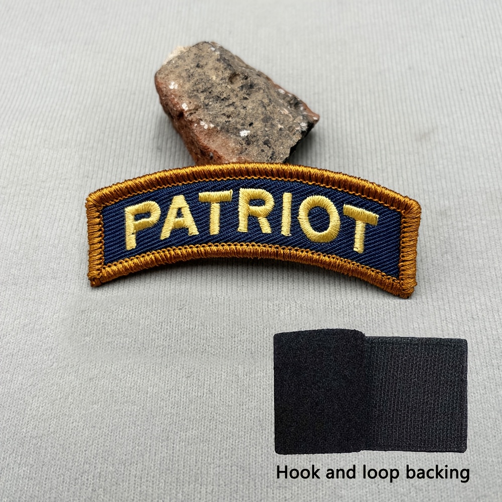 TEMU 1pc Retro Arc-shaped Patriot Embroidered Patch With Hook And Loop Backing
