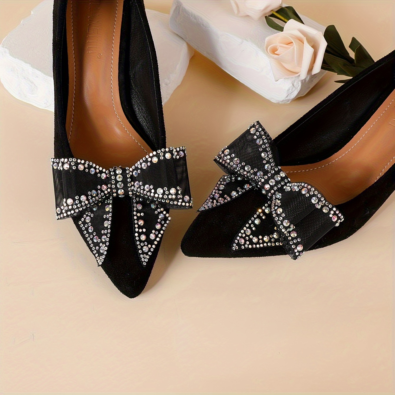 

Ab Color Rhinestone Bow Shoe Clips, Pvc, Removable Diy High Heels Flats Decoration, Fashion Accessory Charms For Women's Footwear, Pair