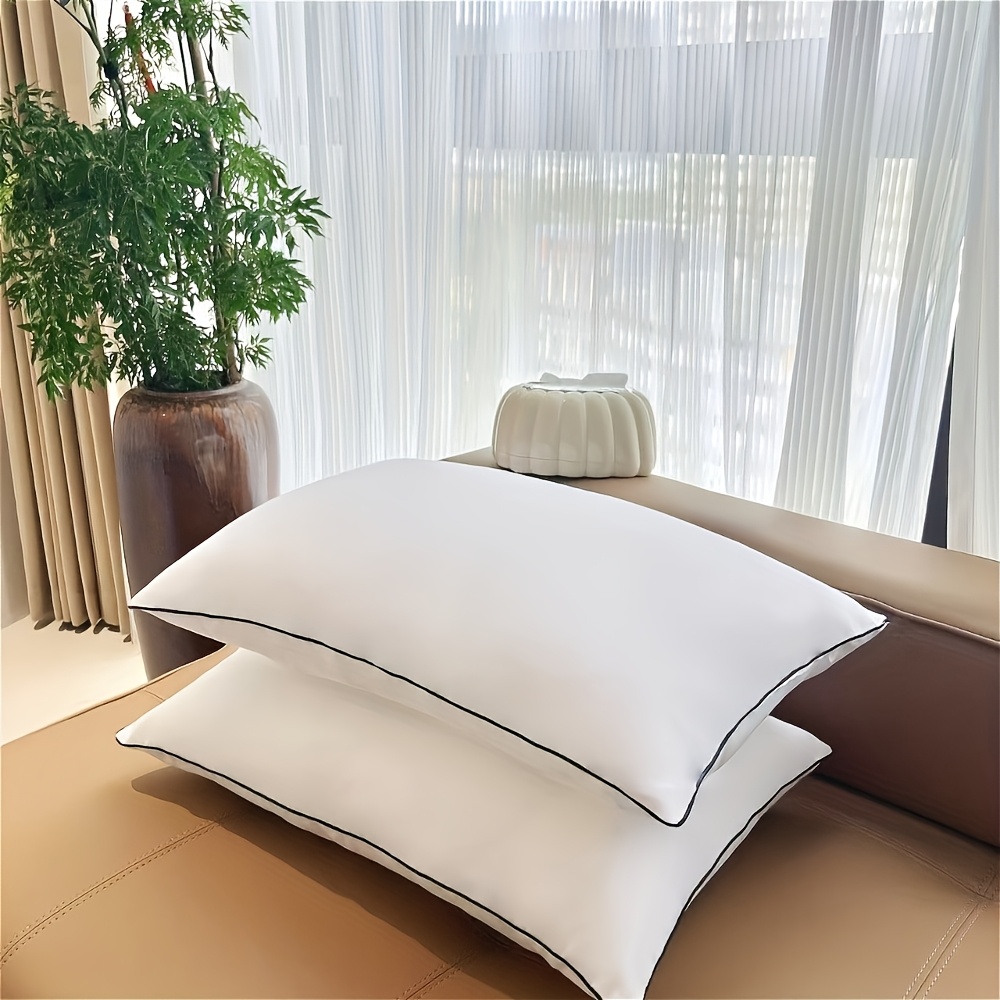 1pc luxurious hotel quality polyester fiber pillow core single side white pillow with medium firmness for adults details 0