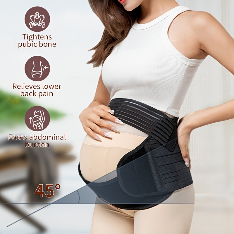3-in-1 Pregnancy Belly Belt - Back/Pelvic/Hip Support with Abdominal Muscle Stimulation, Adjustable Strap & Hook & Loop Closure