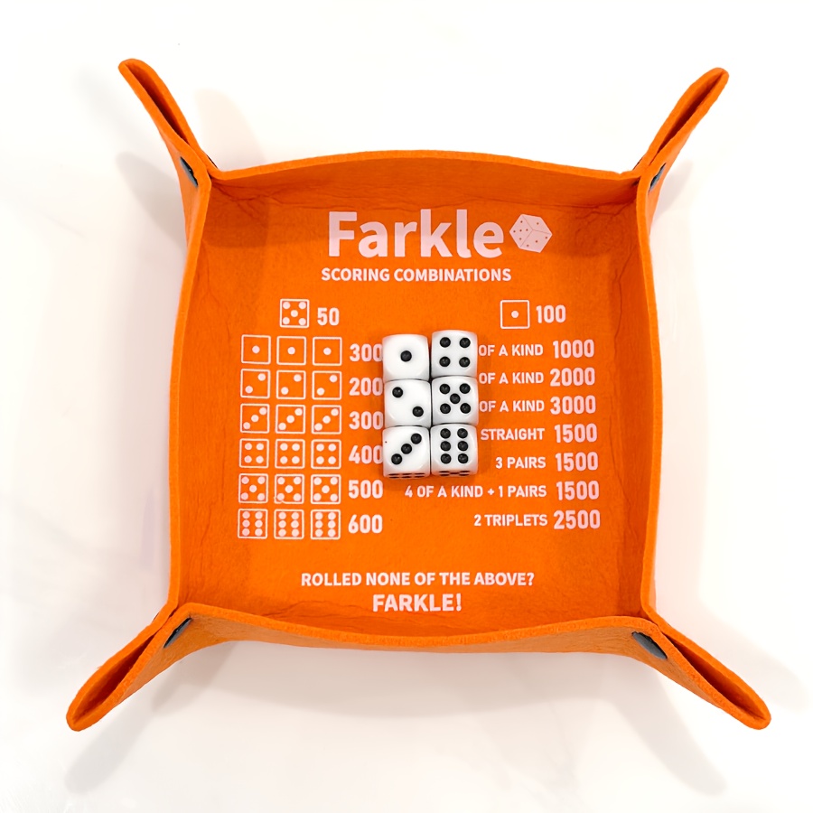 E-shop Farkle-Würfelschale, speziell für das traditionelle Farkle-Spiel entworfen, inklusive 1 faltbarer Schale 6 Würfeln, für Partyspiele-Abende