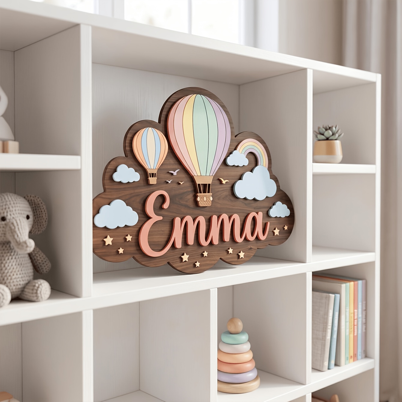 Floral Print Decorative Plaque | Wooden Wall Nameplate