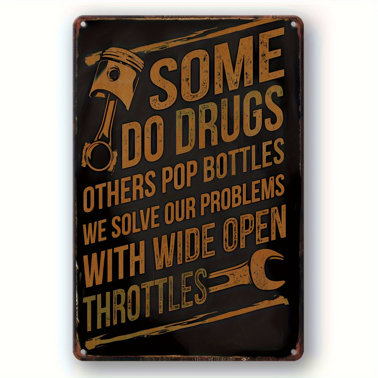 TEMU 2d Flat, Decorative Sign & Plaque, 2d Flat Wooden Decorative Sign, 1pc, Vintage Motorcycle Themed Wooden Plaque, Humorous Knight Quote Wall Art,