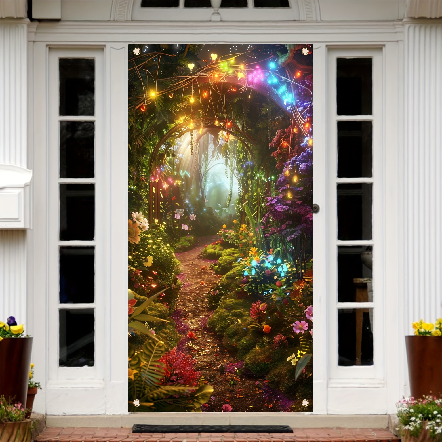 

1pc 70×35 Inch Natural Scenery Door Banner Magic Forest Entrance Door Banner Living Room Hanging Banner Background Natural Scenery Door Hanging Sign Birthday Party Gift Decoration Supplies