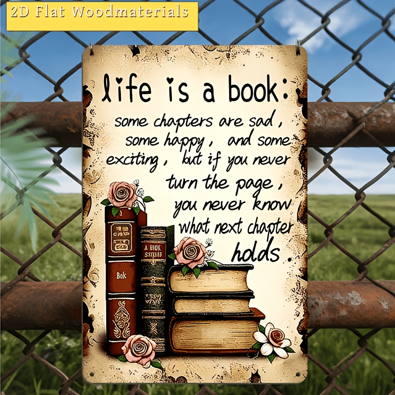 TEMU 2d Flat, 1pc " Like A Book" Wooden Wall Hanging Plaque - Vintage Book-themed Shelf & Wall Decor With Artificial Wood Shelf Suitable For Home