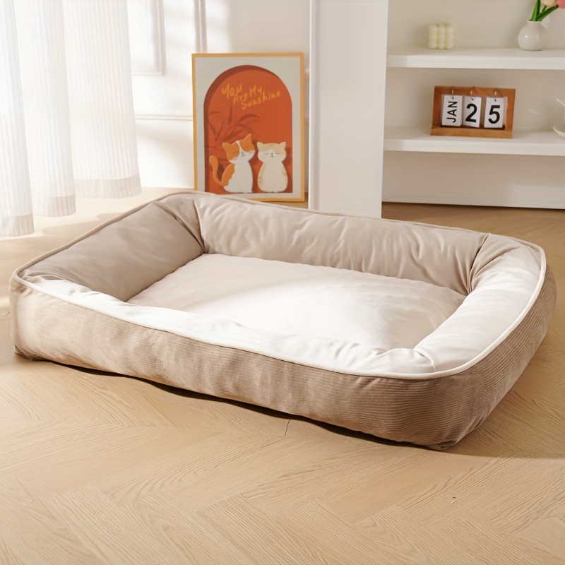 1pc corduroy thickened square pet nest medium large dog bed soft comfortable   universal Product details 6
