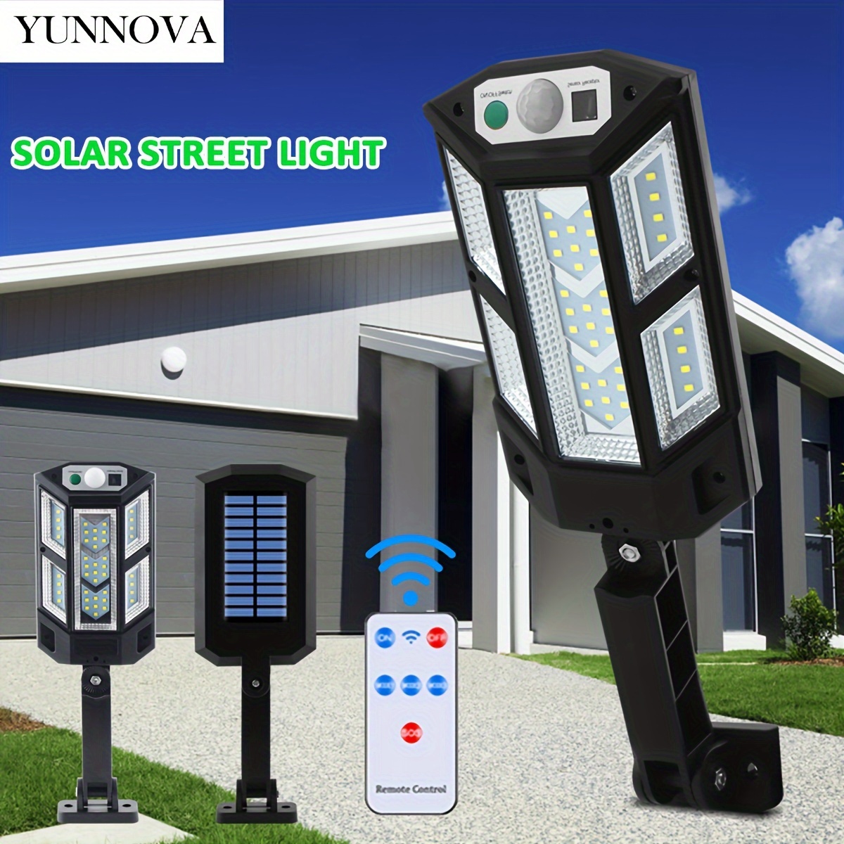 Comprar Luz solar para exteriores de 200 W con foco LED transparente con  control remoto y sensor de movimiento ajustable